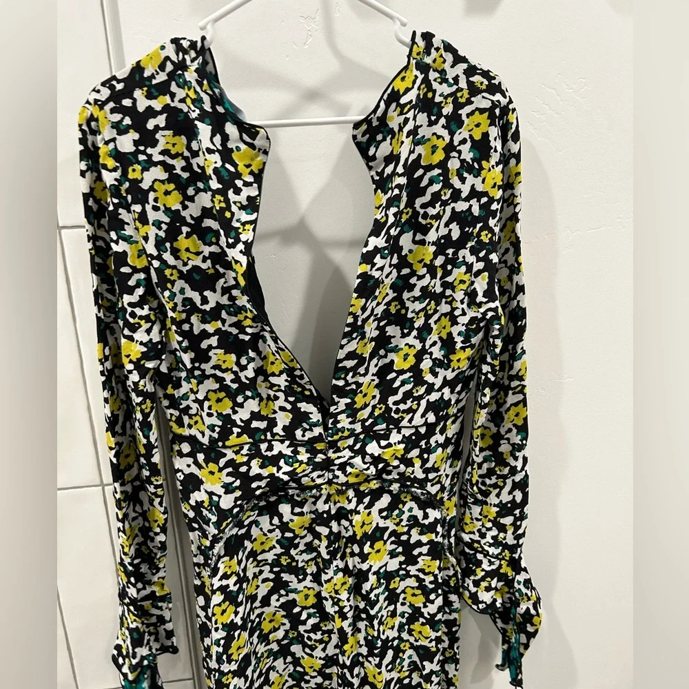 PROENZA SCHOULER Women's Wildflower-Print Georgette Midi Dress Size 4 in Black - Picture 8 of 15